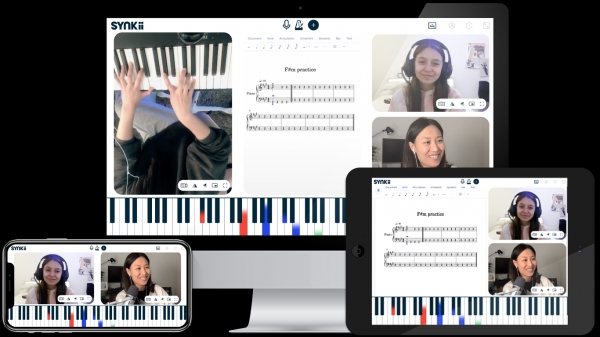 ‘싱키 온라인 음악교실’ 플랫폼을 통한 교육 장면