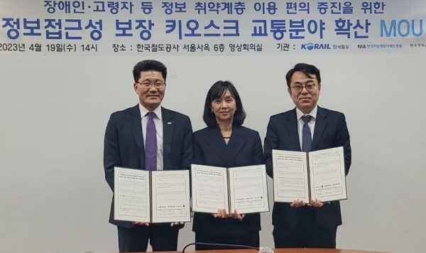 코레일, 한국지능정보사회진흥원·한국전자금융과 ‘키오스크 접근성 확산 업무협약’ 체결