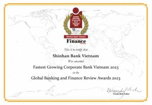 신한은행, 기업금융 부문 GBAF 선정 ‘Fastest Growing Corporate Banking Vietnam’ 수상