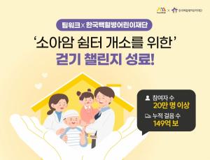 넛지헬스케어 팀워크. 한국백혈병어린이재단과 함께한 ‘소아암 쉼터 개소를 위한 걷기’ 챌린지 성료